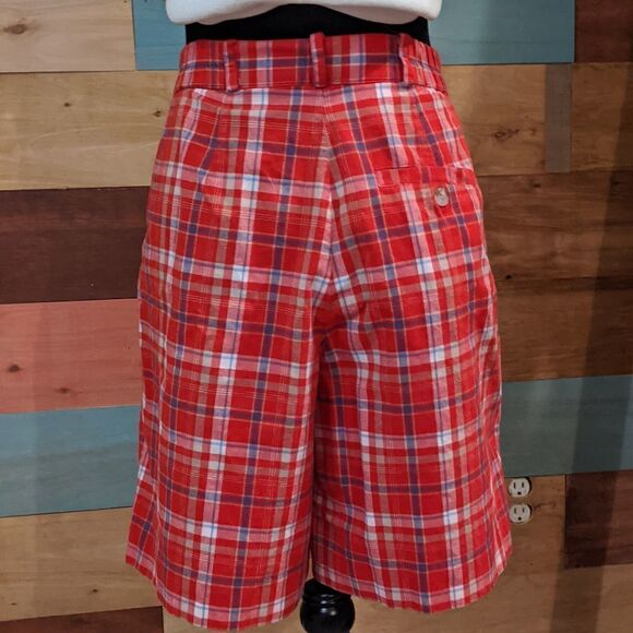 VINTAGE '90S 100% cotton size 6 David Brooks plaid Bermuda shorts - Picture 3 of 4